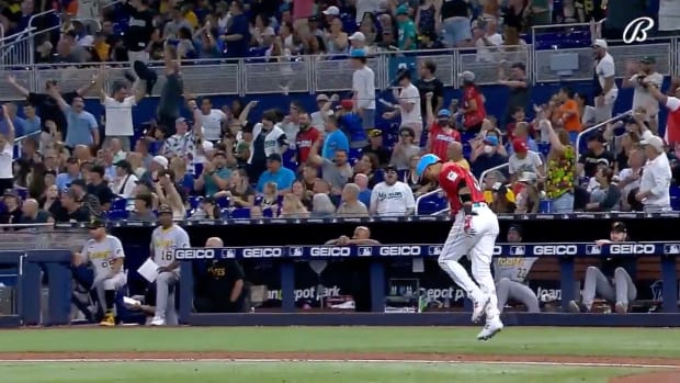 Luis Arraez flips his bat